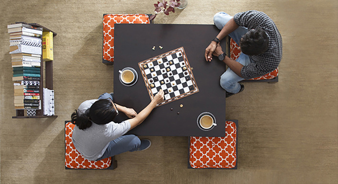 Tribal Coffee Table Set (Ebony Morocco Lattice Rust)